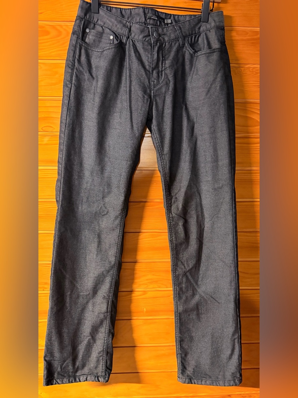 Prana Flannel Lined Boyfriend Grey Stretch Denim Woman’s Jeans 4/27